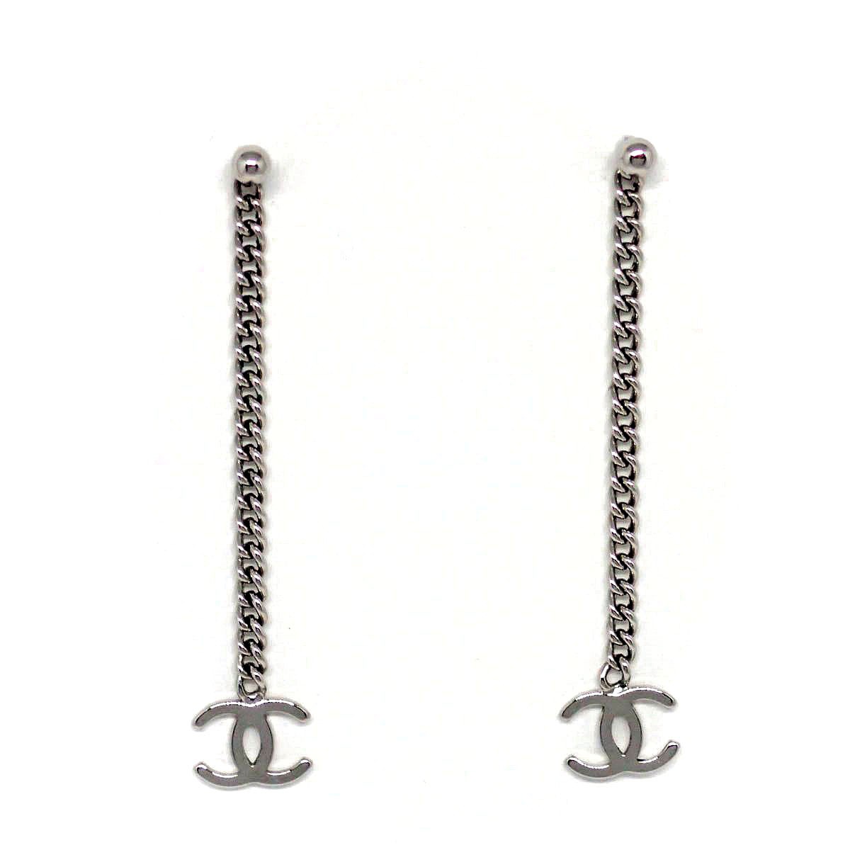 □シャネル□ チェーンピアス ココマーク シルバー 【CHANEL  