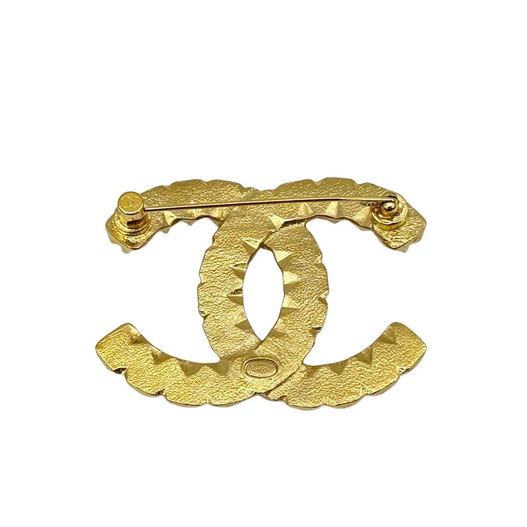 CHANEL シャネル ブローチ ココマーク フェイクパール ラインストーン A20K ゴールド