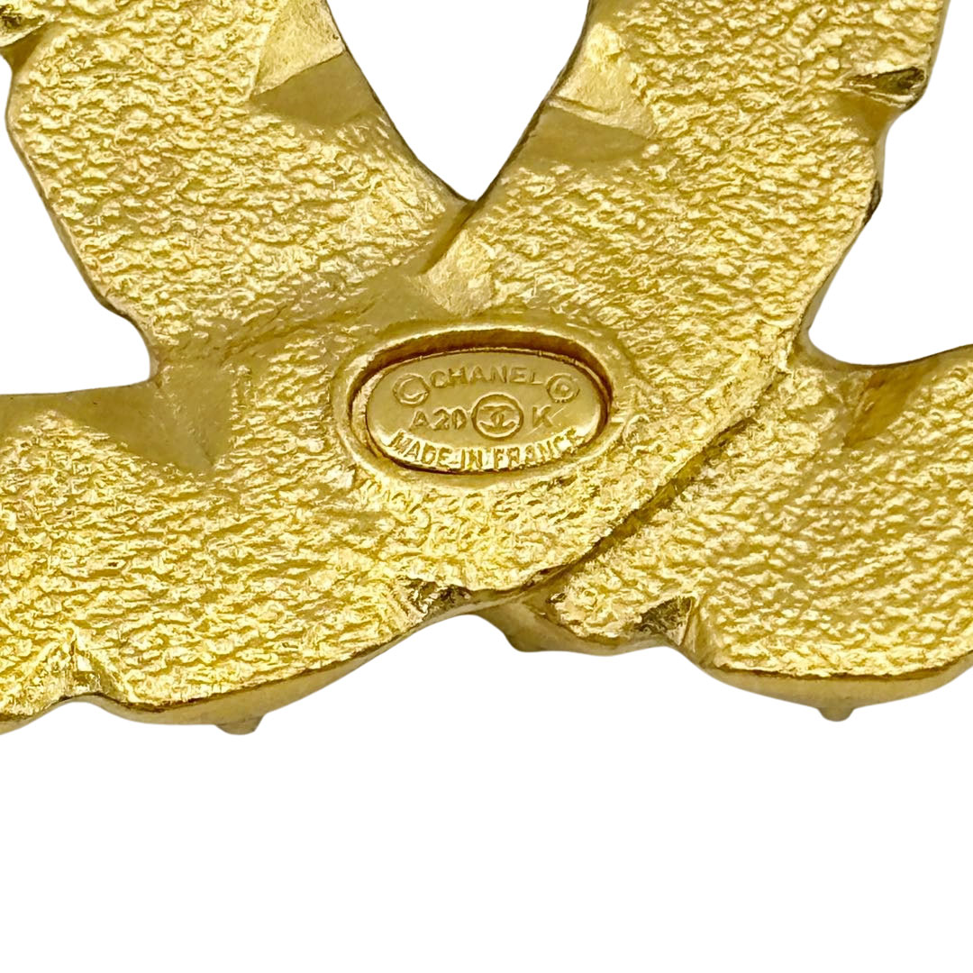 CHANEL シャネル ブローチ ココマーク フェイクパール ラインストーン A20K ゴールド