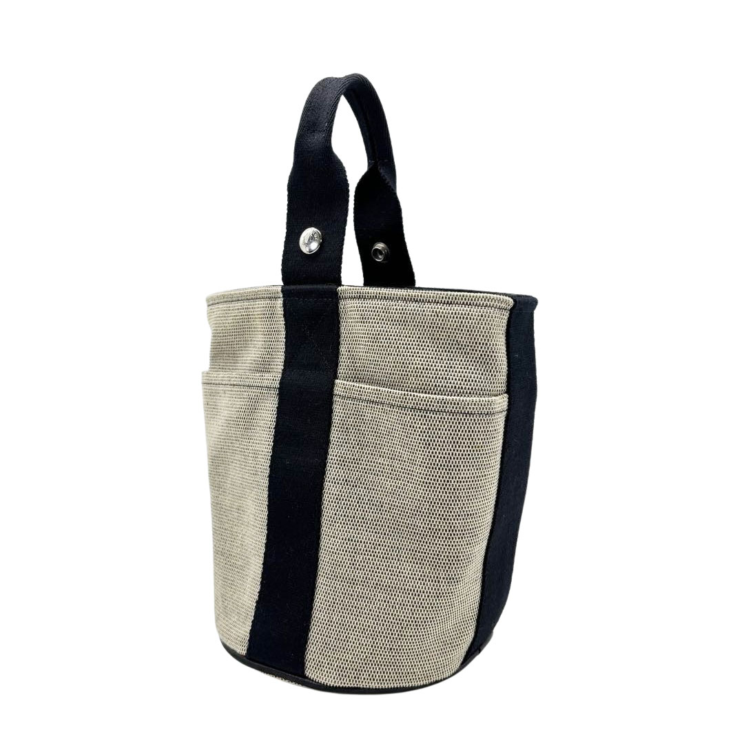 HERMES エルメス ハンドバッグ サクソーPM トワルアッシュ キャンバス グレー系 ブラック