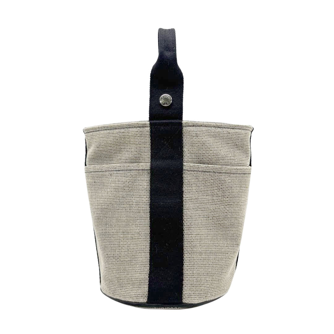 HERMES エルメス ハンドバッグ サクソーPM トワルアッシュ キャンバス グレー系 ブラック
