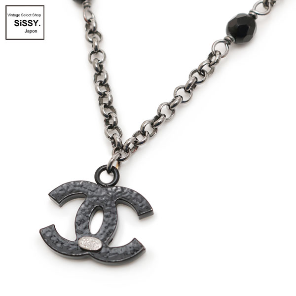 ■シャネル■ ネックレス ココマーク ラインストーン ガンメタリック ブラック 05A 【CHANEL】
