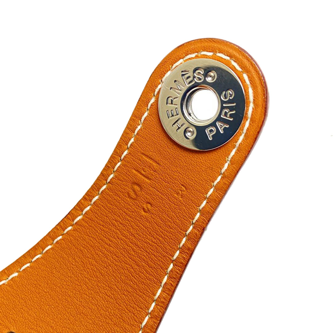エルメス レザー ブレスレット ブラウン シルバー金具 ◻︎E刻印 2001年製 HERMES エルメス シルバー金具 □H刻印 アピ3 レザー