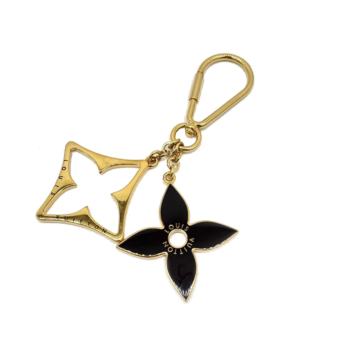 LOUIS VUITTON ルイヴィトン キーリング キーホルダー チャーム ポルトクレ パズル モノグラム フラワー ゴールド ダークブラウン M65218