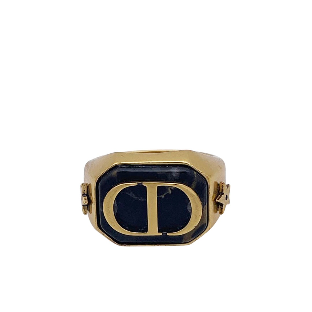 Christian Dior クリスチャンディオール 印台リング 指輪 CDロゴ ゴールド Lサイズ(約14号くらい)