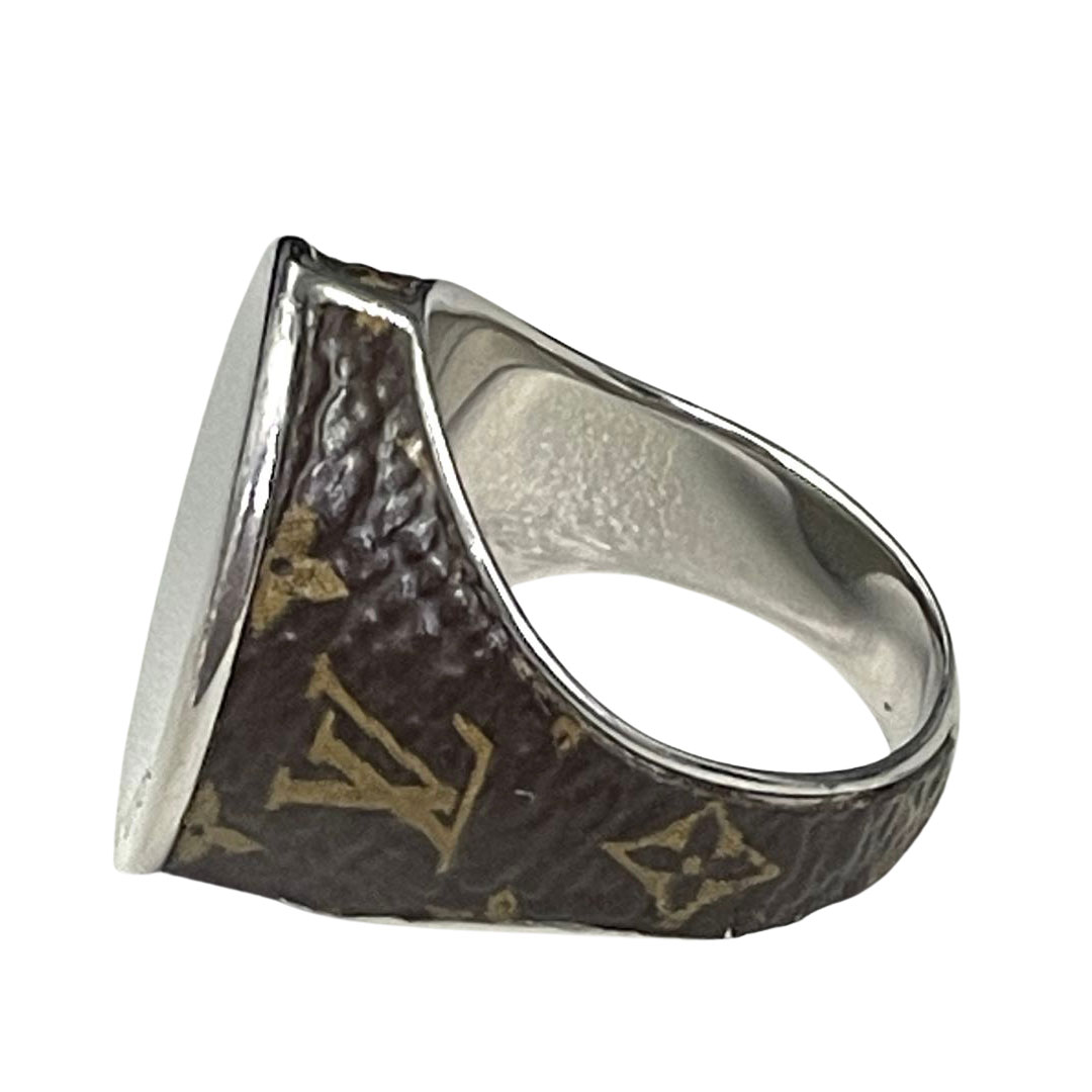 LOUIS VUITTON ルイヴィトン モノグラム リング 指輪 M(約19号) シルバー/ブラウン MP2087