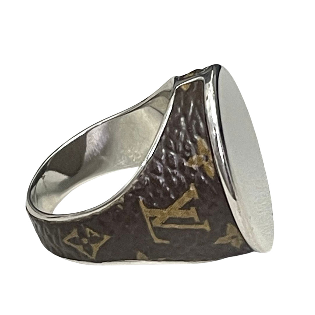 LOUIS VUITTON ルイヴィトン モノグラム リング 指輪 M(約19号) シルバー/ブラウン MP2087