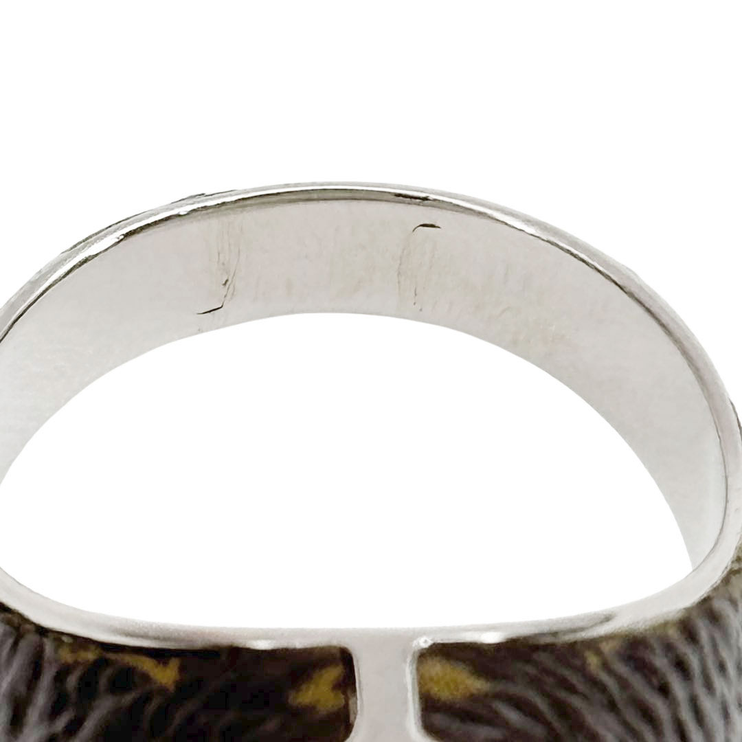 LOUIS VUITTON ルイヴィトン モノグラム リング 指輪 M(約19号) シルバー/ブラウン MP2087