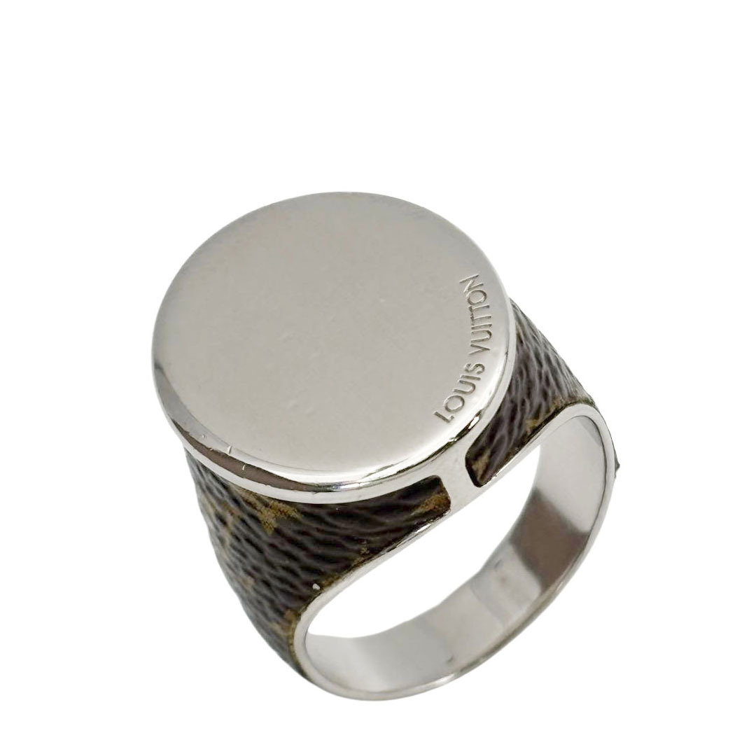 LOUIS VUITTON ルイヴィトン モノグラム リング 指輪 M(約19号) シルバー/ブラウン MP2087