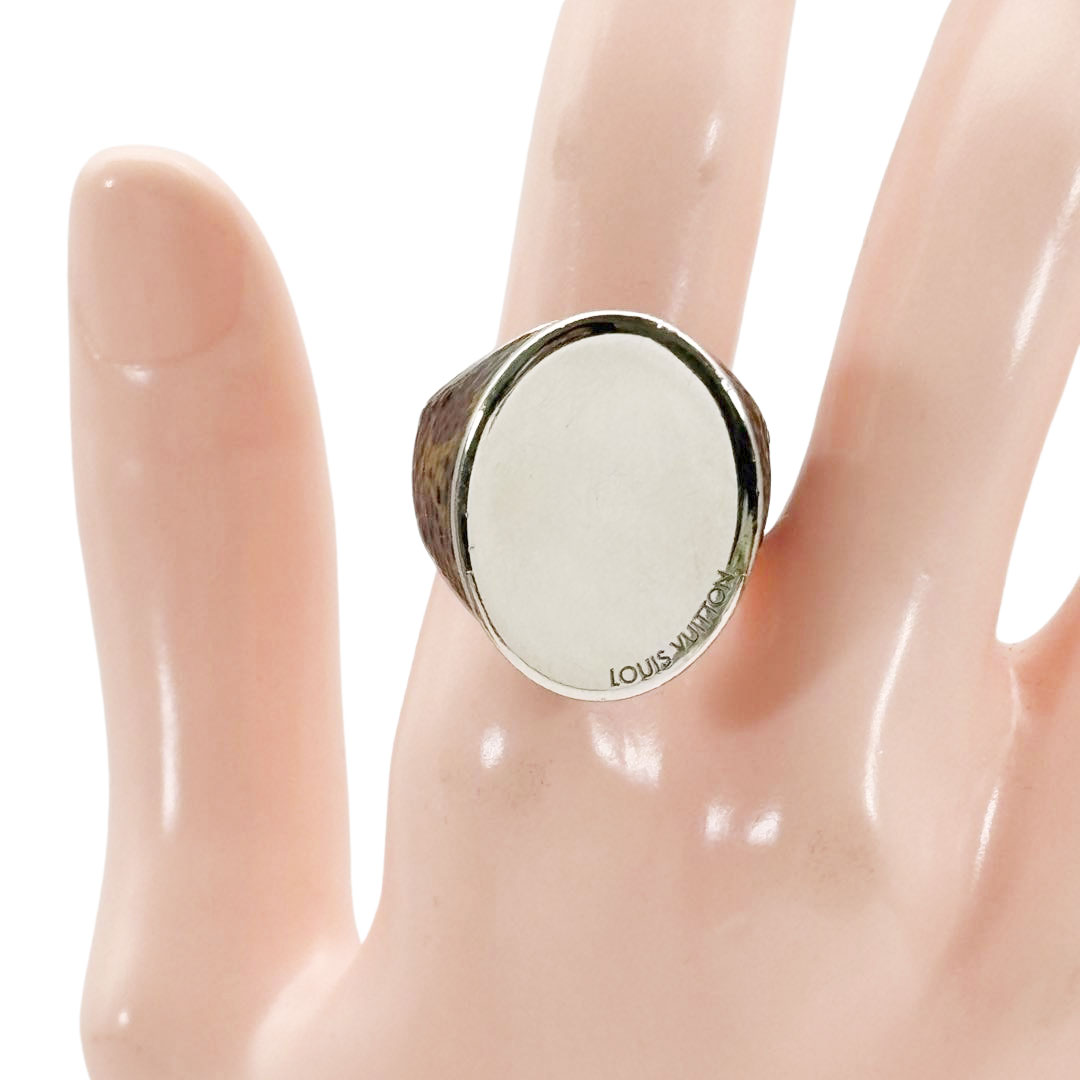 LOUIS VUITTON ルイヴィトン モノグラム リング 指輪 M(約19号) シルバー/ブラウン MP2087
