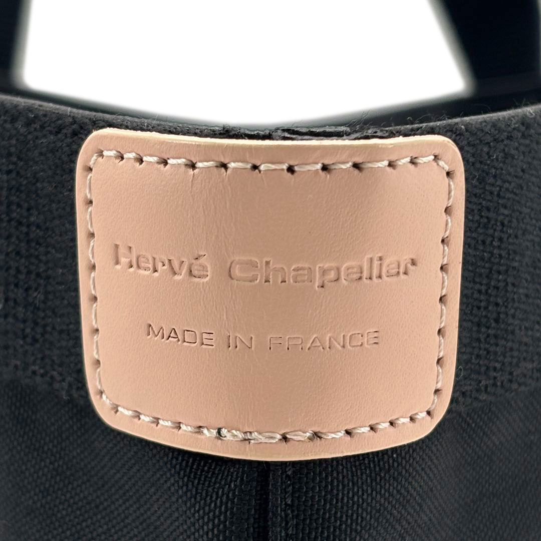 Herve Chapelier エルベシャプリエ 707CD 舟形トートバッグ M ナイロン ノワール/ノワール/ドラジェタグ