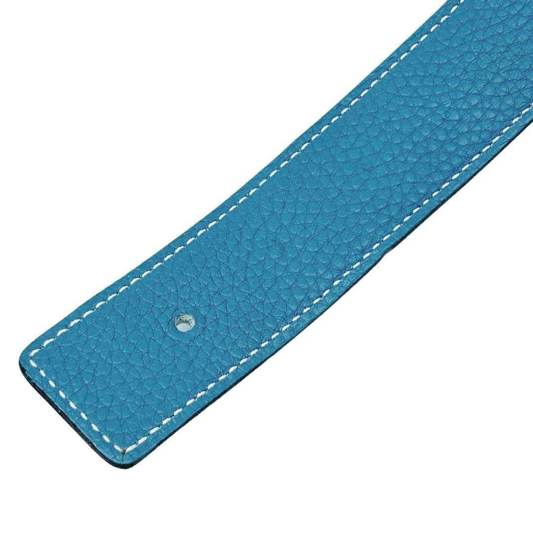 HERMES エルメス Hベルト コンスタンス 80 リバーシブル ボックスカーフ/トゴ ブラック/ブルージーン/シルバー金具 □H刻印