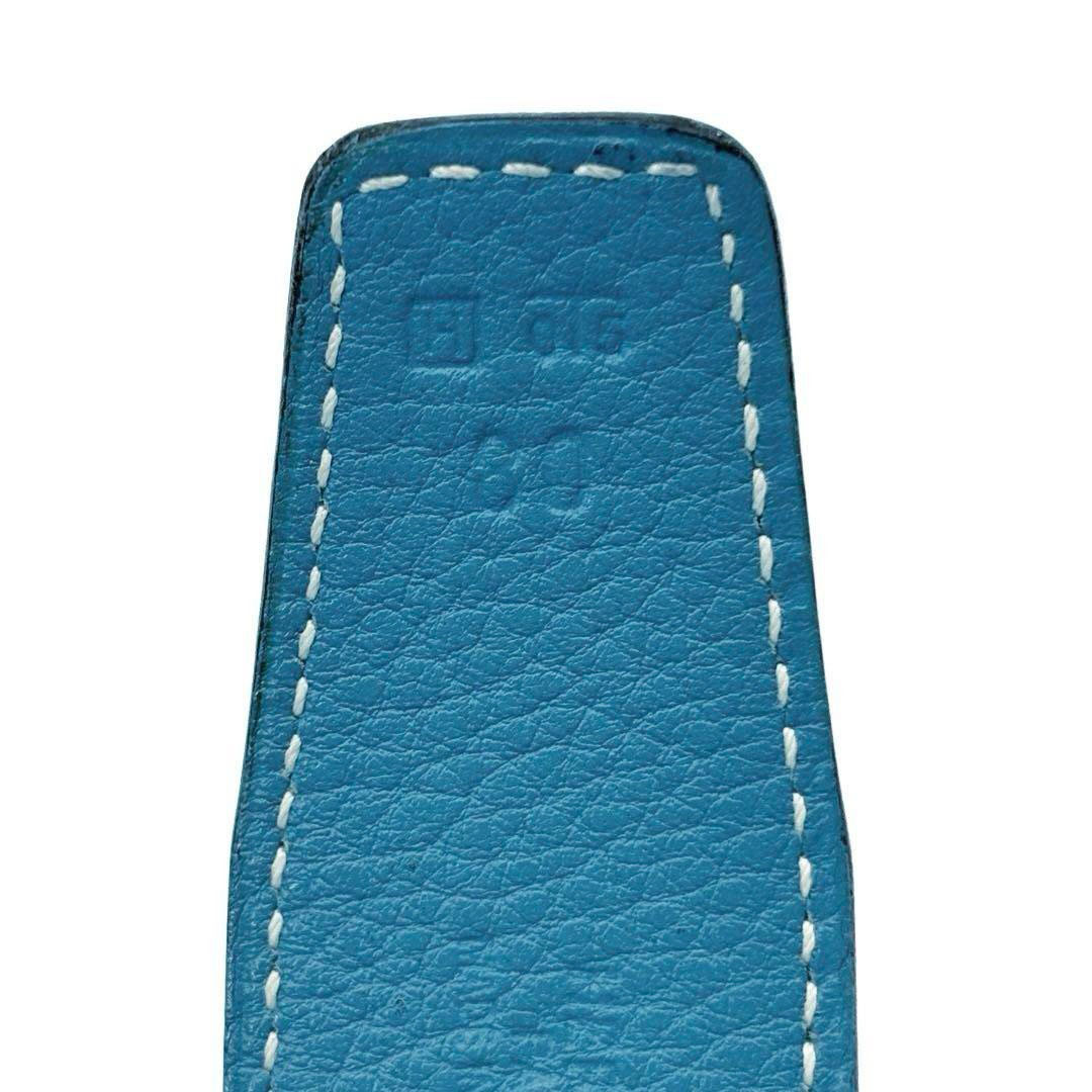 HERMES エルメス Hベルト コンスタンス 80 リバーシブル ボックスカーフ/トゴ ブラック/ブルージーン/シルバー金具 □H刻印