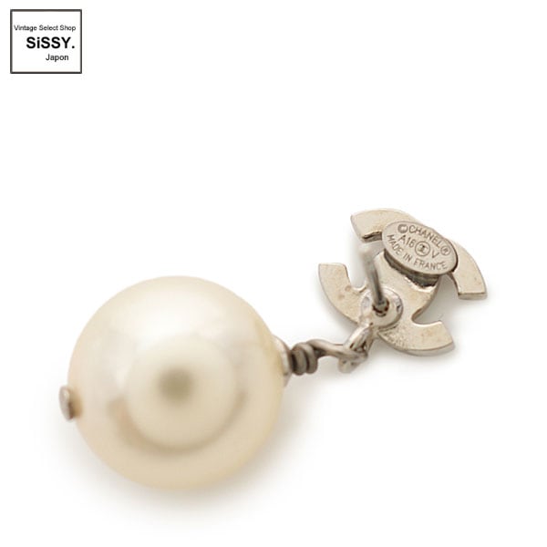 美品 シャネル ピアス ココマーク シャネル Ａ16 ストーン パール 片耳 CHANEL/シャネル A16 ココマーク ストーン パール ピアス 片耳