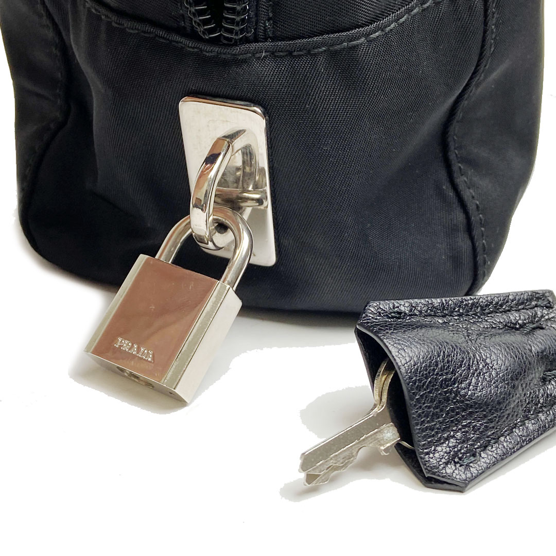 PRADA ミニハンドバッグ ブラック ナイロン レディース PRADA PRADA プラダ ミニハンドバッグ ナイロン ビジュー ブラック