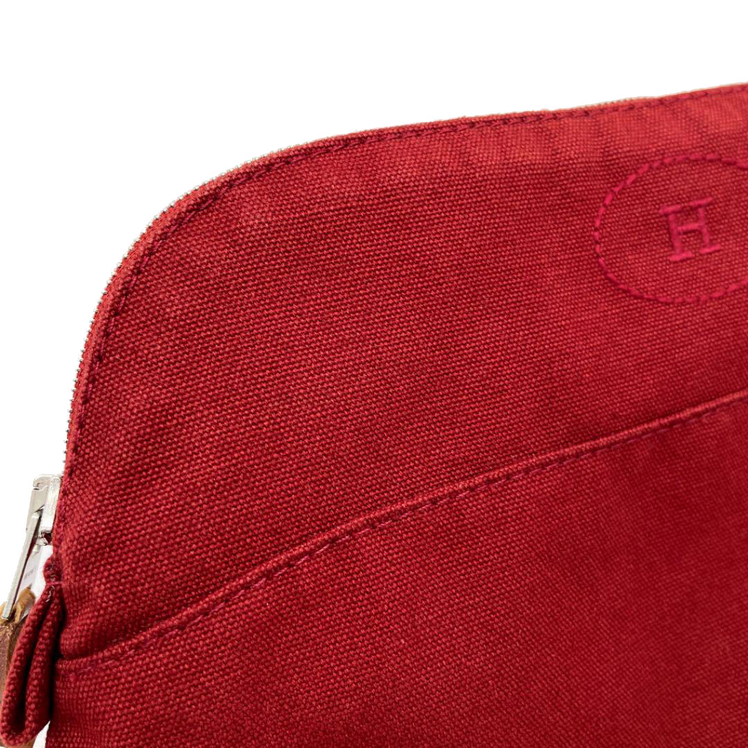 HERMES エルメス ボリード ポーチMM キャンバス ボルドー