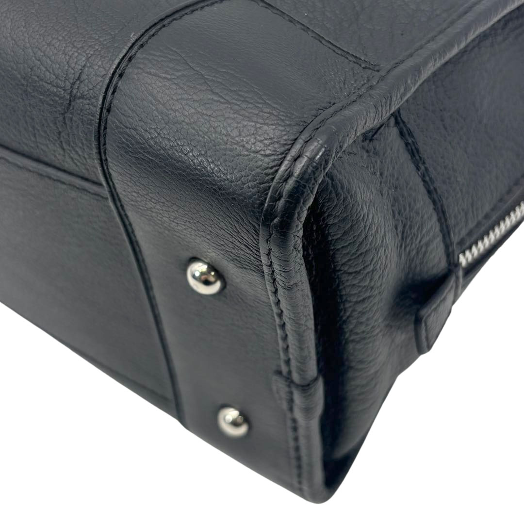 LOEWE ロエベ アマソナ28 ハンドバッグ レザー ブラック/シルバー金具