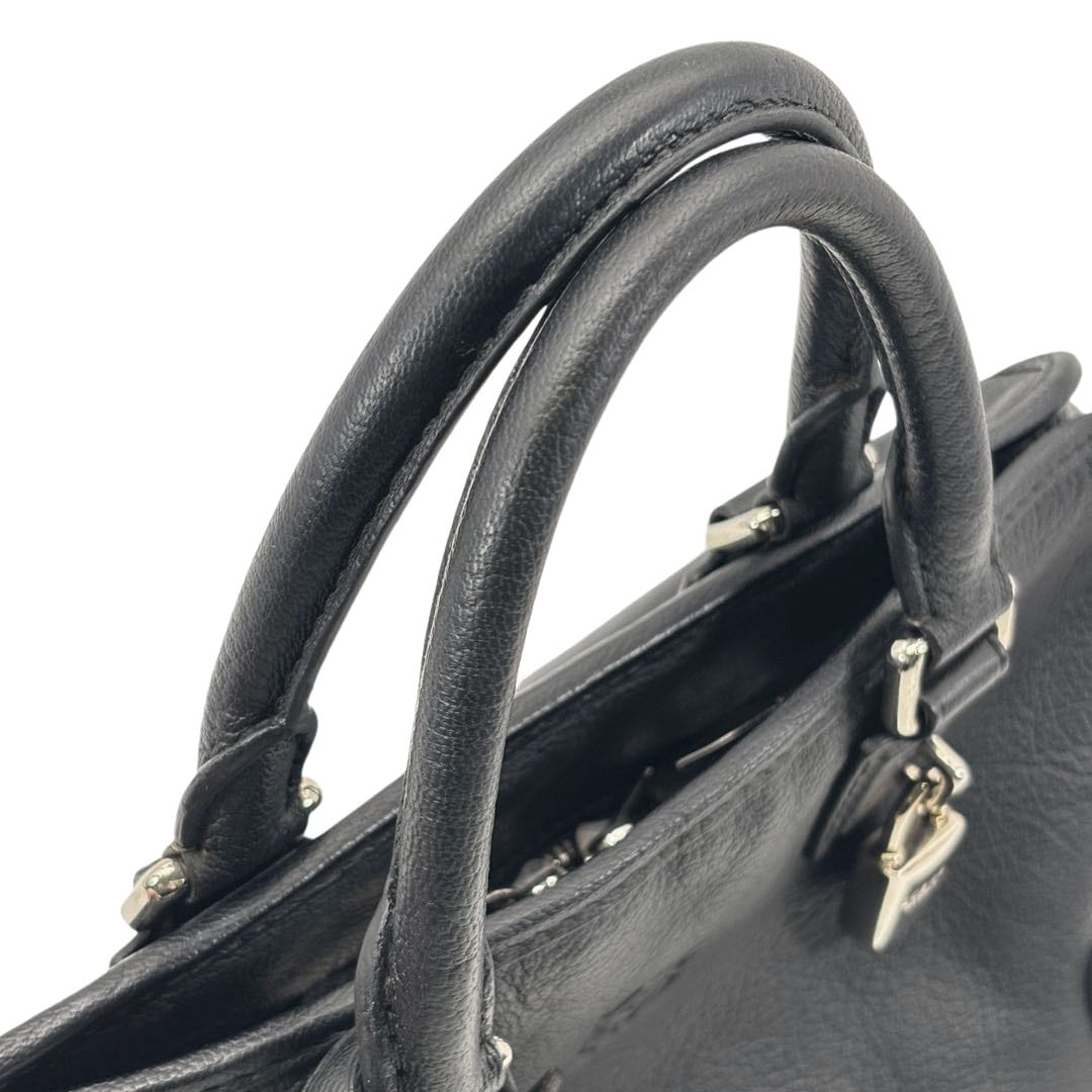 LOEWE ロエベ アマソナ28 ハンドバッグ レザー ブラック/シルバー金具
