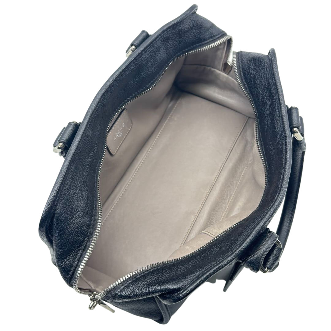 LOEWE ロエベ アマソナ28 ハンドバッグ レザー ブラック/シルバー金具