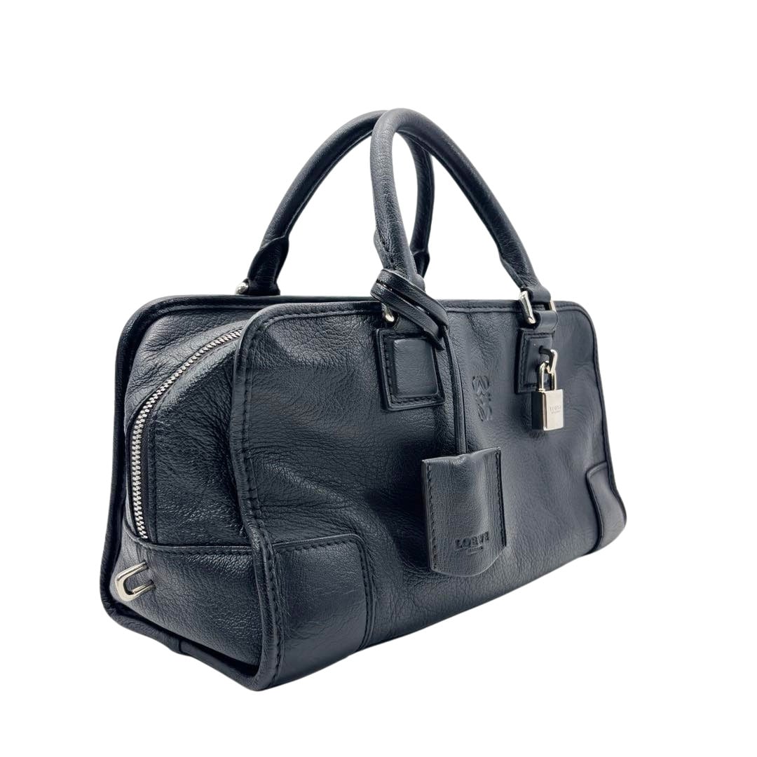 LOEWE ロエベ アマソナ28 ハンドバッグ レザー ブラック/シルバー金具