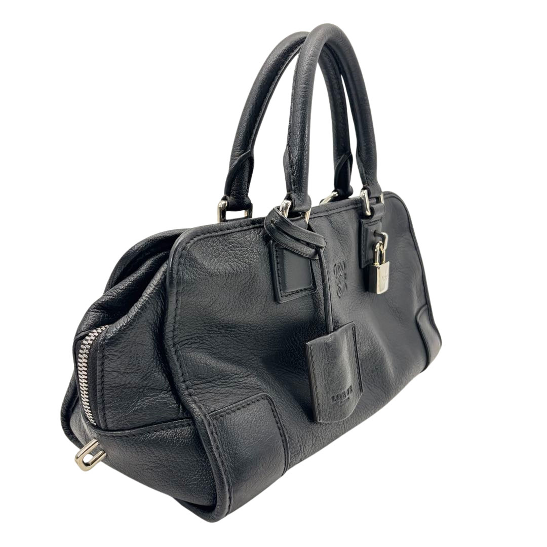 LOEWE ロエベ アマソナ28 ハンドバッグ レザー ブラック/シルバー金具