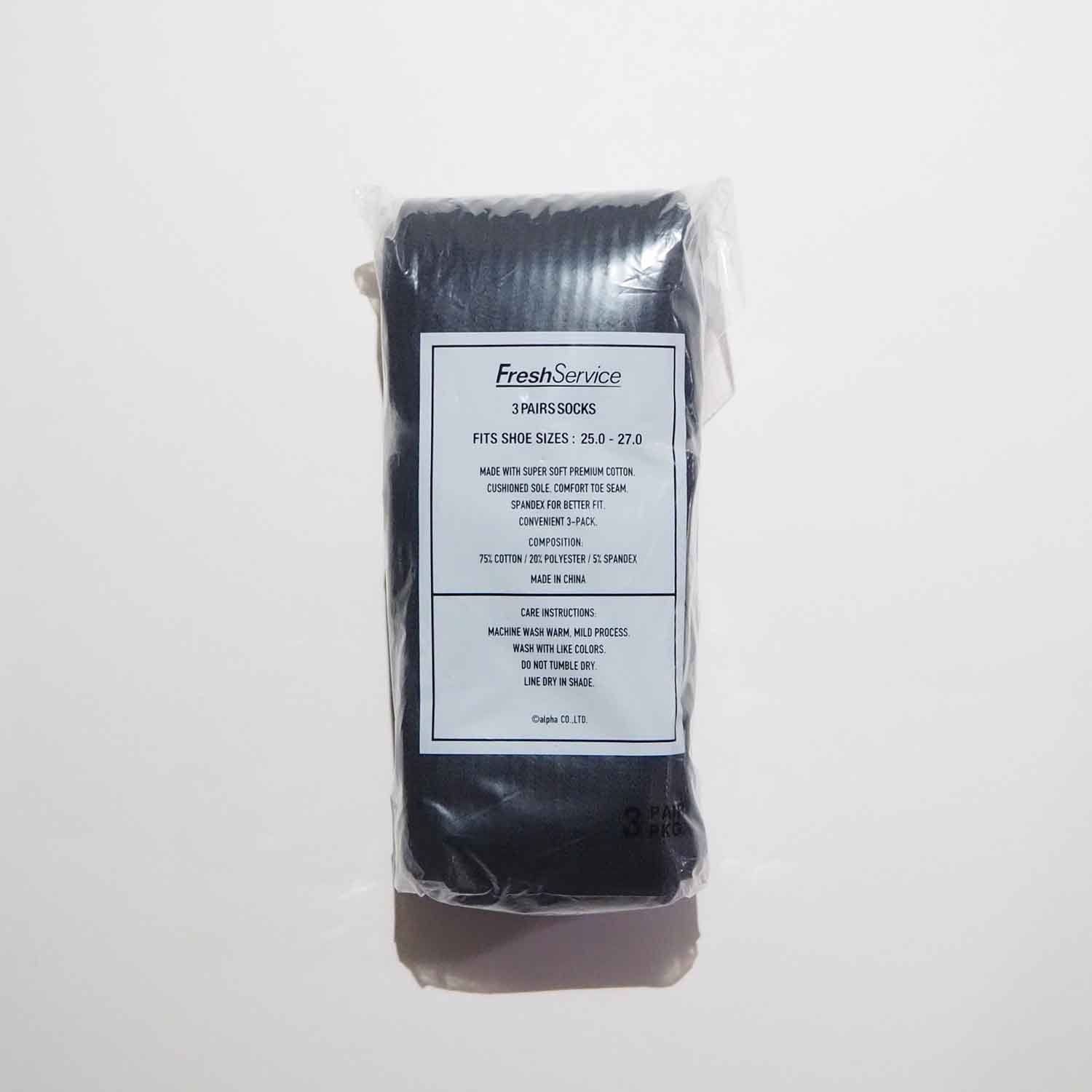 FreshService フレッシュサービス ORIGINAL 3-PACK SOCKS ３パックソックス ブラック