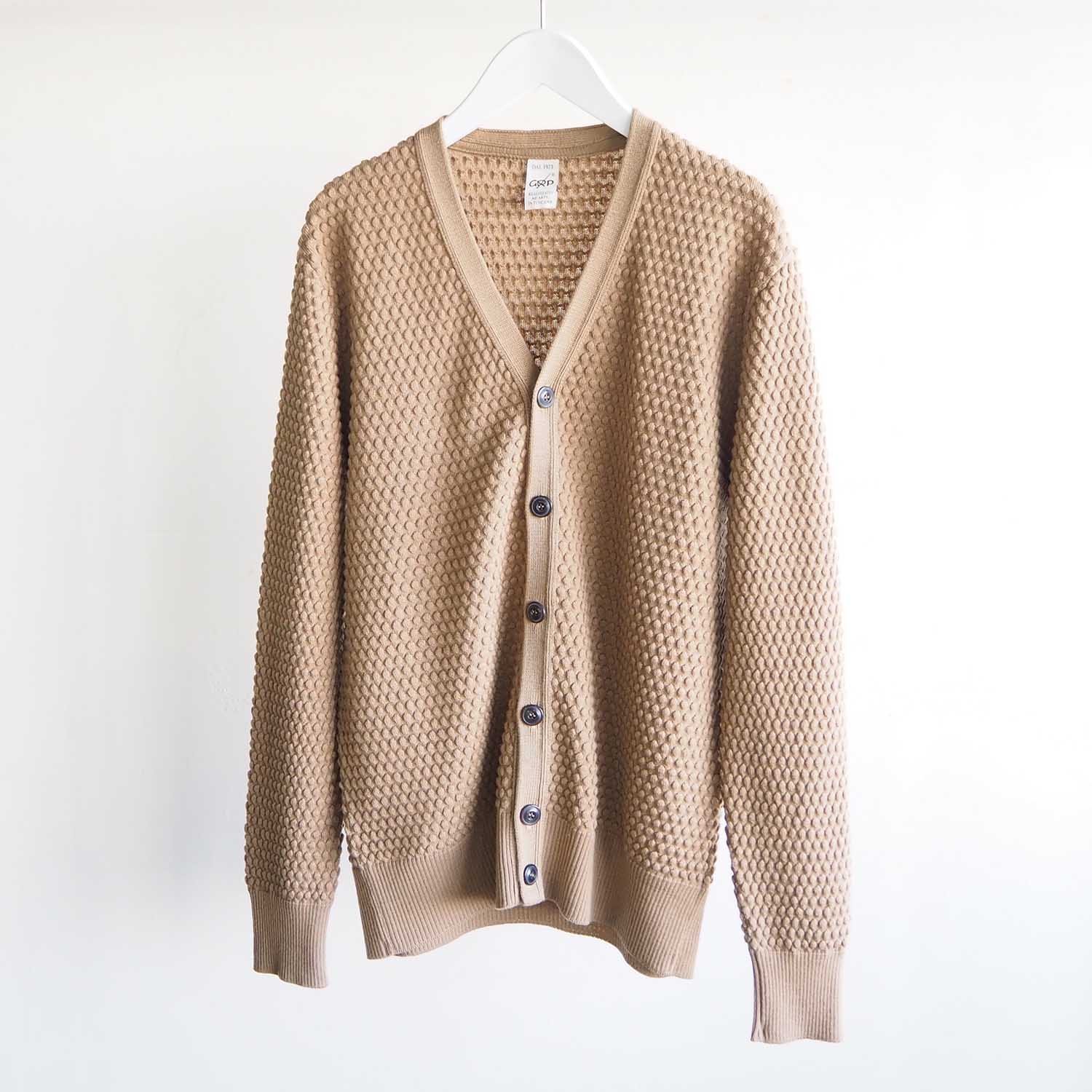 G.R.P Knitwear Factory womens Cardigan Classic SpotKnit カーディガンクラシック スポットニット キャメル