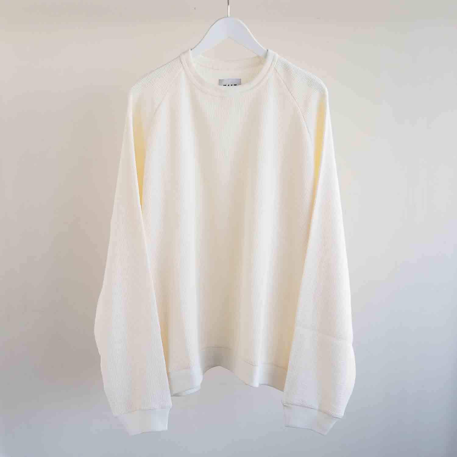 KIIT キート RUSSEL MESH WIDE SLEEVE SWEAT SHIRT ラッセルメッシュワイドスリーブスウェットシャツ アイボリー