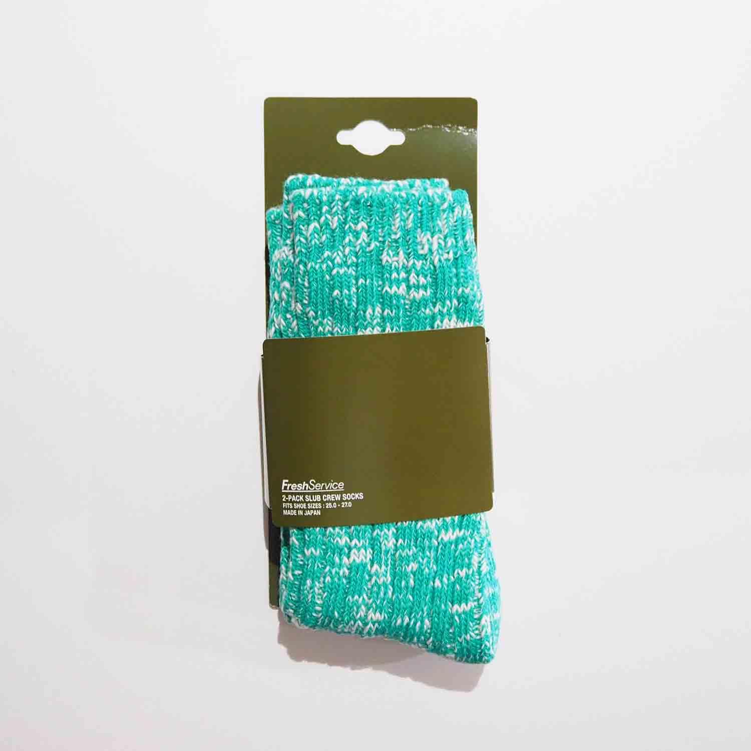 FreshService フレッシュサービス 2-PACK SLUB CREW SOCKS 2パックメランジソックス FOREST GREEN フォレストグリーン