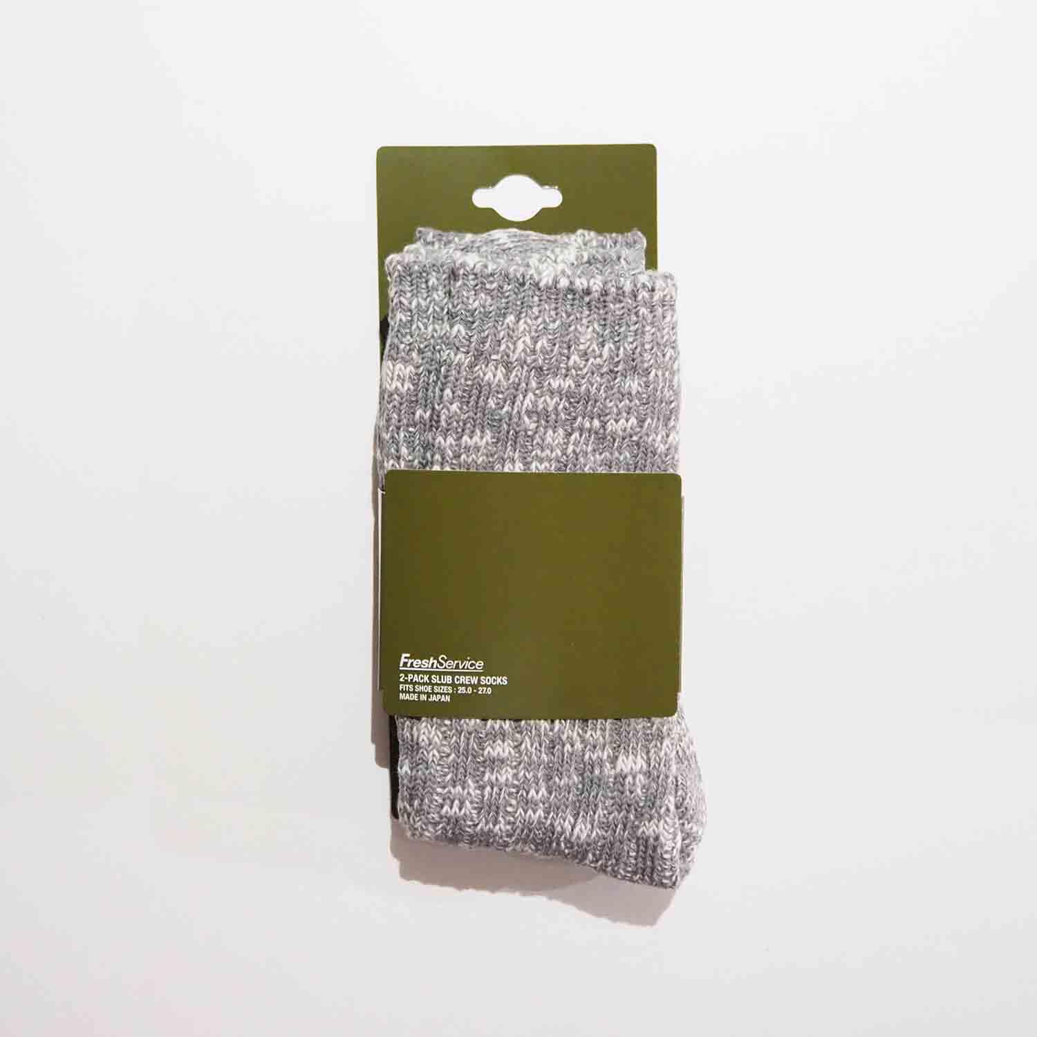 FreshService フレッシュサービス 2-PACK SLUB CREW SOCKS 2パックメランジソックス GRAY グレー