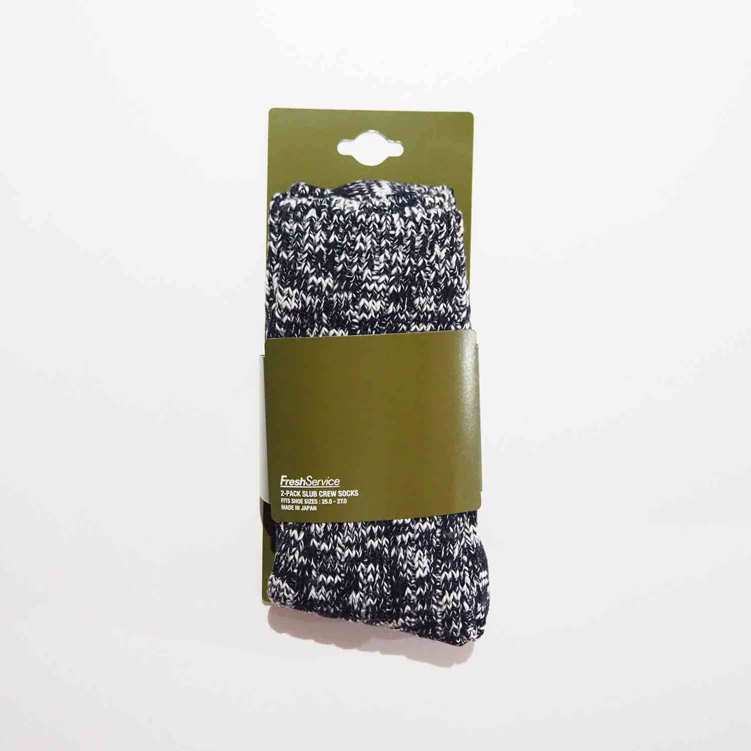 FreshService フレッシュサービス 2-PACK SLUB CREW SOCKS 2パックメランジソックス NAVY ネイビー