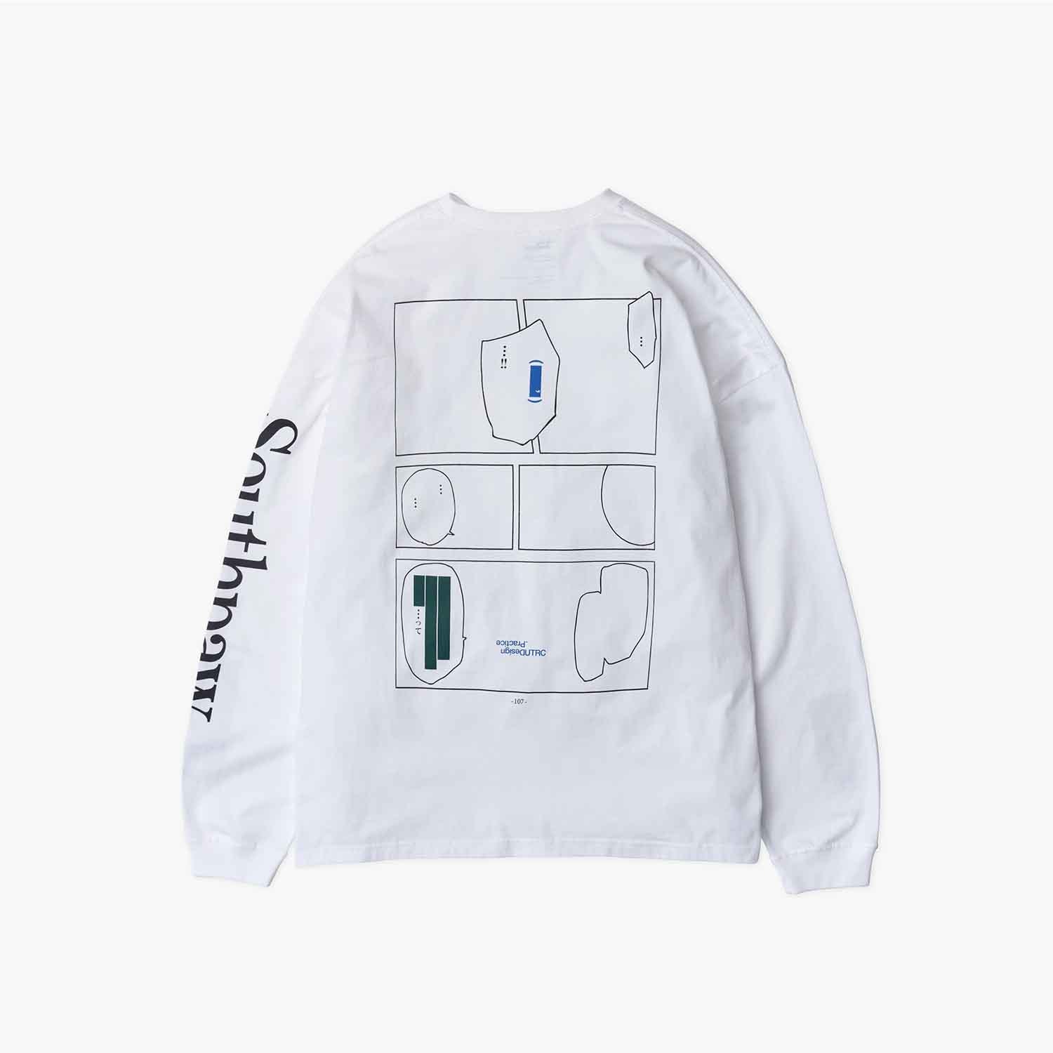 UNTRACE アントレース _211 グラフィックプリントロングスリーブTシャツ ホワイト