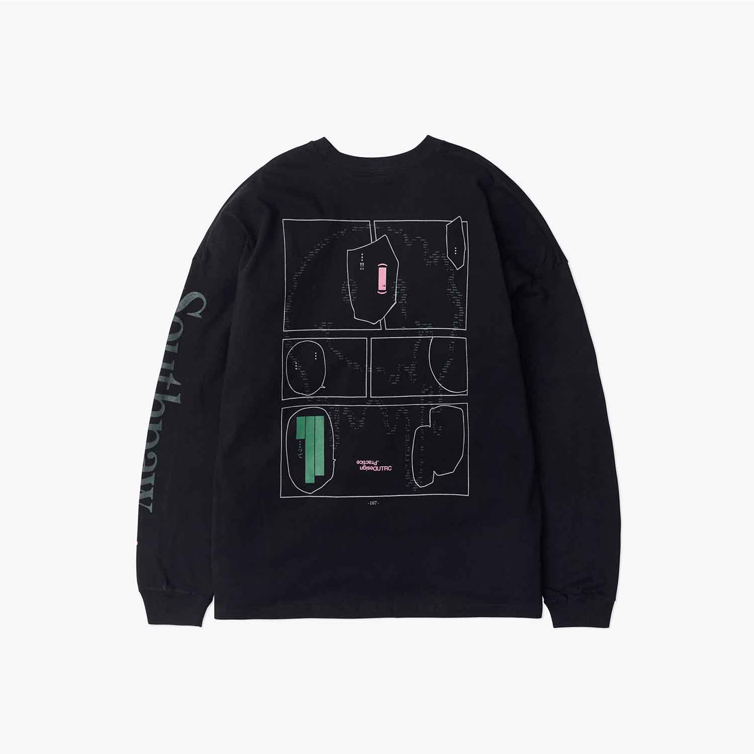 UNTRACE アントレース _211 グラフィックプリントロングスリーブTシャツ ブラック