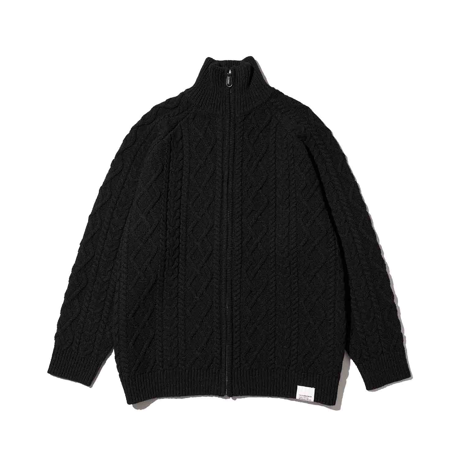 FreshService フレッシュサービス SHETLAND WOOL x SOLOTEX TECH FISHERMAN ZIP-UP フィッシャーマンセーター BLACK