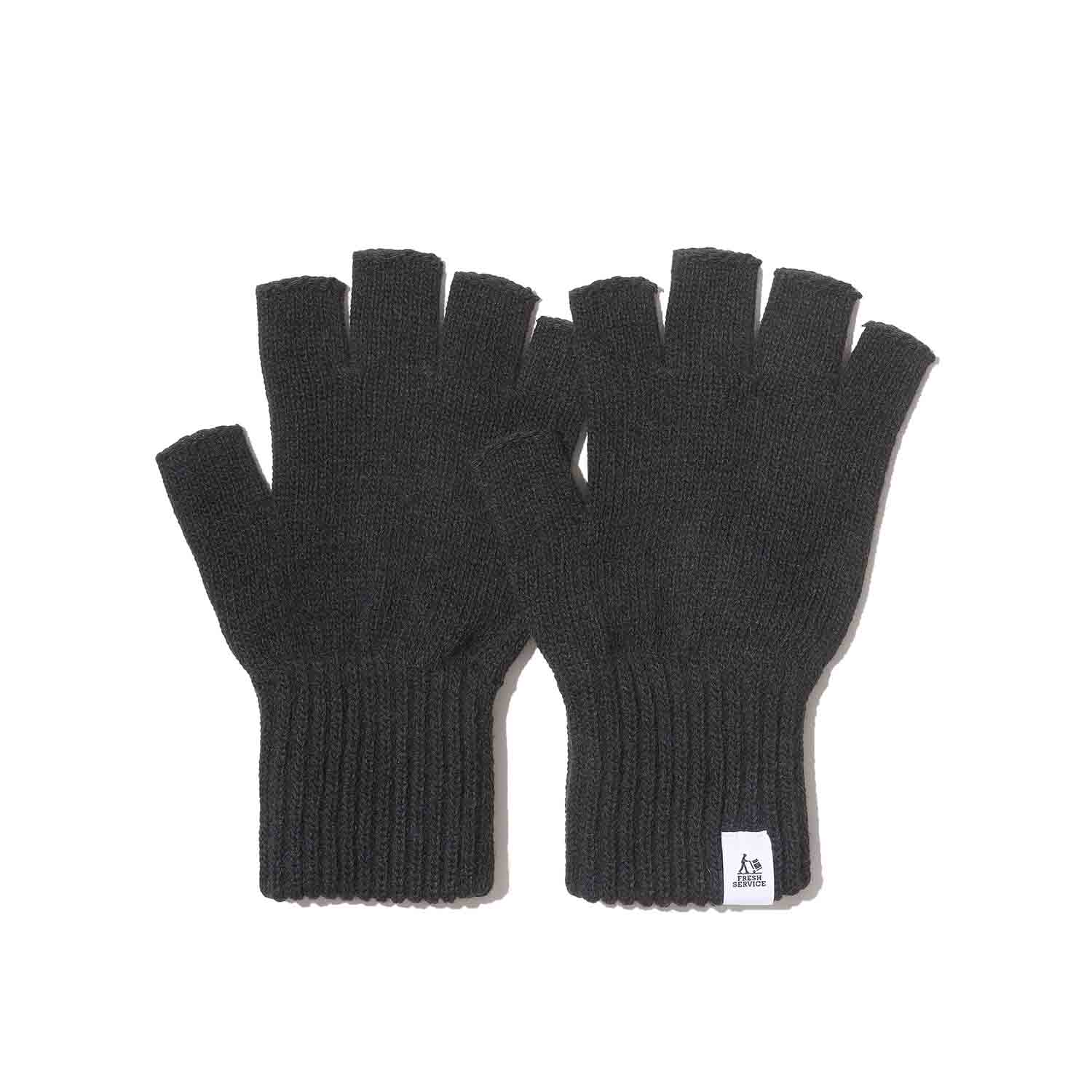 FreshService フレッシュサービス THERMAL RIB KNIT FINGERLESS GLOVES サーマルリブニットフィンガーレスグローブ BLACK ブラック