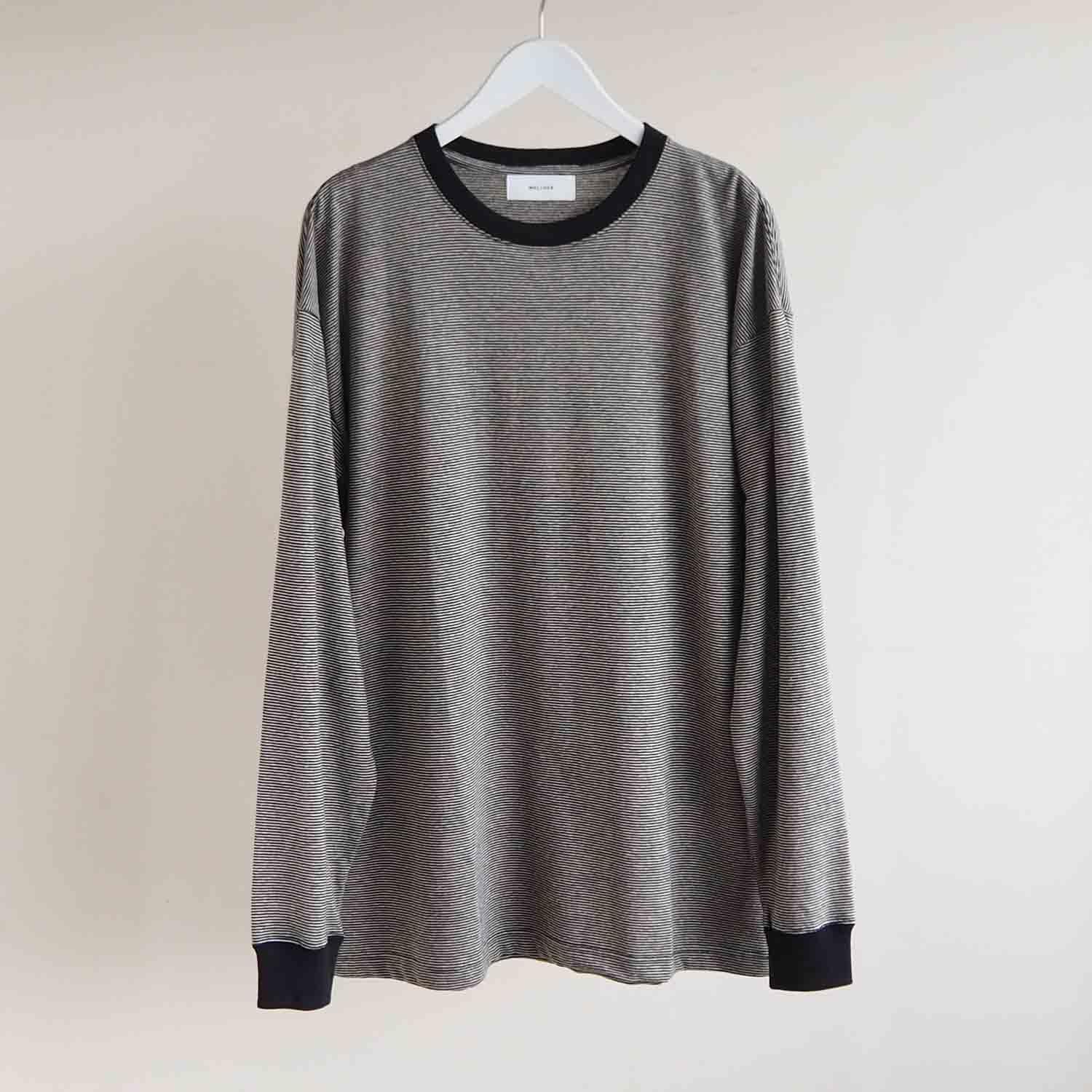 WELLDER ウェルダー Stripe Long Sleeve Linen 2026 ストライプロングスリーブ OFF BLACK