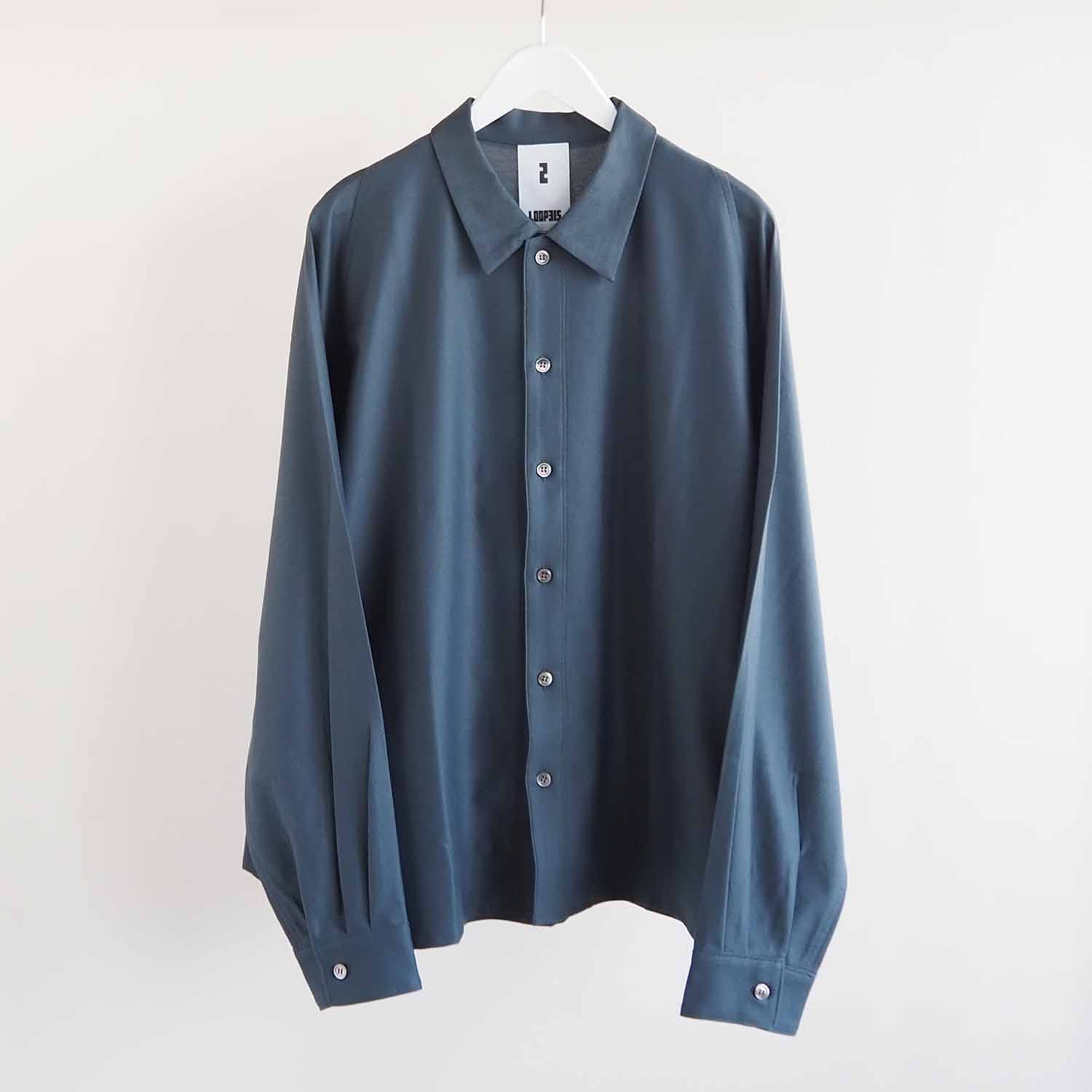 LOOP315 ループサンイチゴ Supima Cotton Knit Shirt Balancircular スーピマコットンバランサーツイルニットシャツ ＧrayishGreen