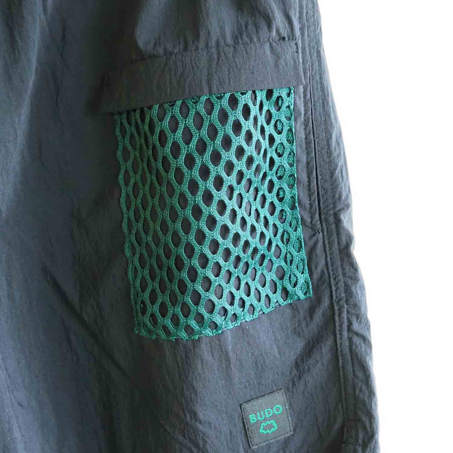 BUDO メッシュポケット付き黒ショートパンツ XSサイズ BUDO ブドー MINIMUM MESH SHORTS +ADD BIG MESH ミニマム