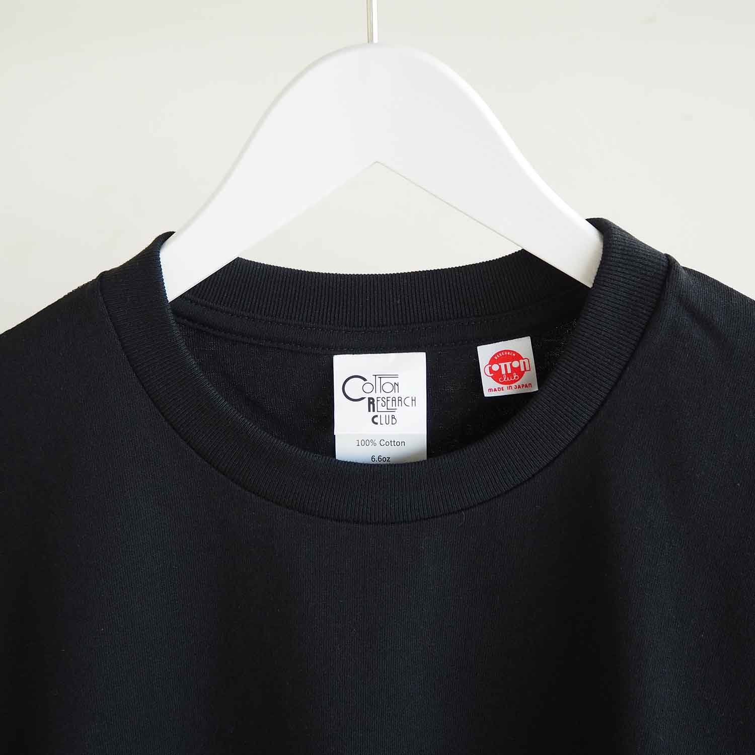 COTTON RESEARCH CLUB コットンリサーチクラブ S/S Tubular T-Shirt(丸胴) クルーネックTシャツ BLACK ブラック