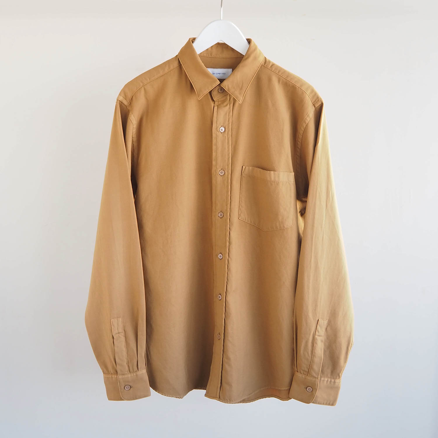 S H エスエイチ REGULAR COLLAR SHIRT レギュラーカラーシャツ WOOL GARMENT DYE ウールガーメントダイ TAN タン