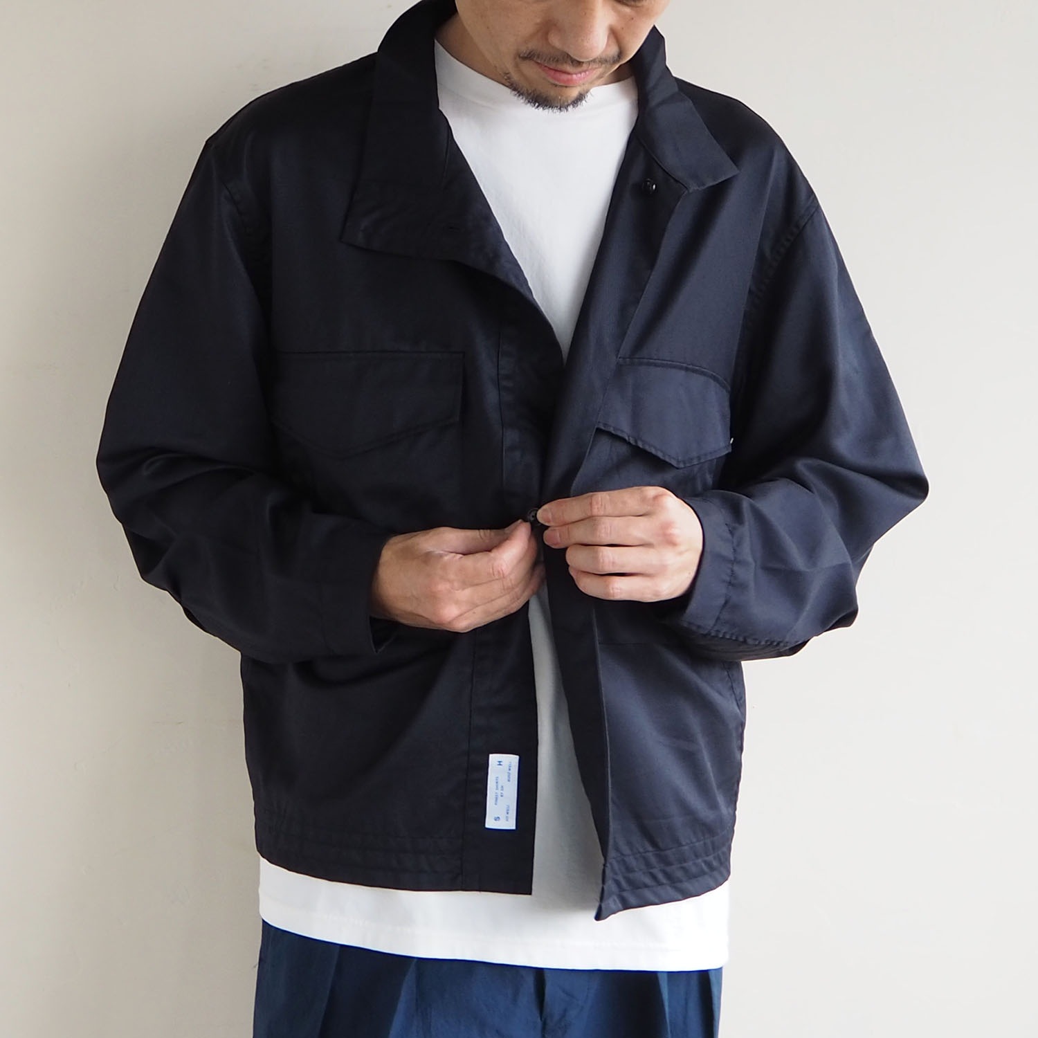 SH エスエイチ FLIGHT SHIRT (WOOL) フライトシャツ ウール素材 ネイビー