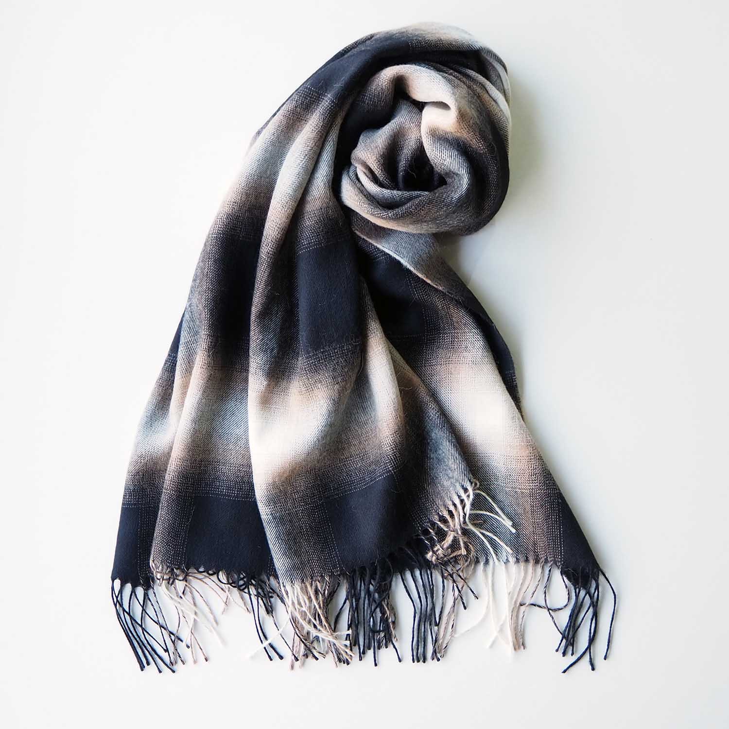 THROW スロー ストール・マフラー MARIA アルパカ シャドーチェック ブラック