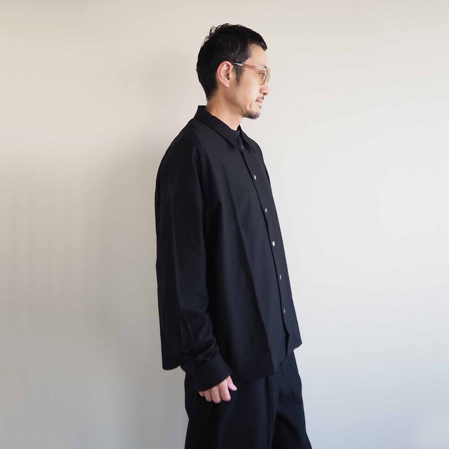 LOOP315 ループサンイチゴ Supima Cotton Knit Shirt Balancircular スーピマコットンバランサーツイルニットシャツ Black