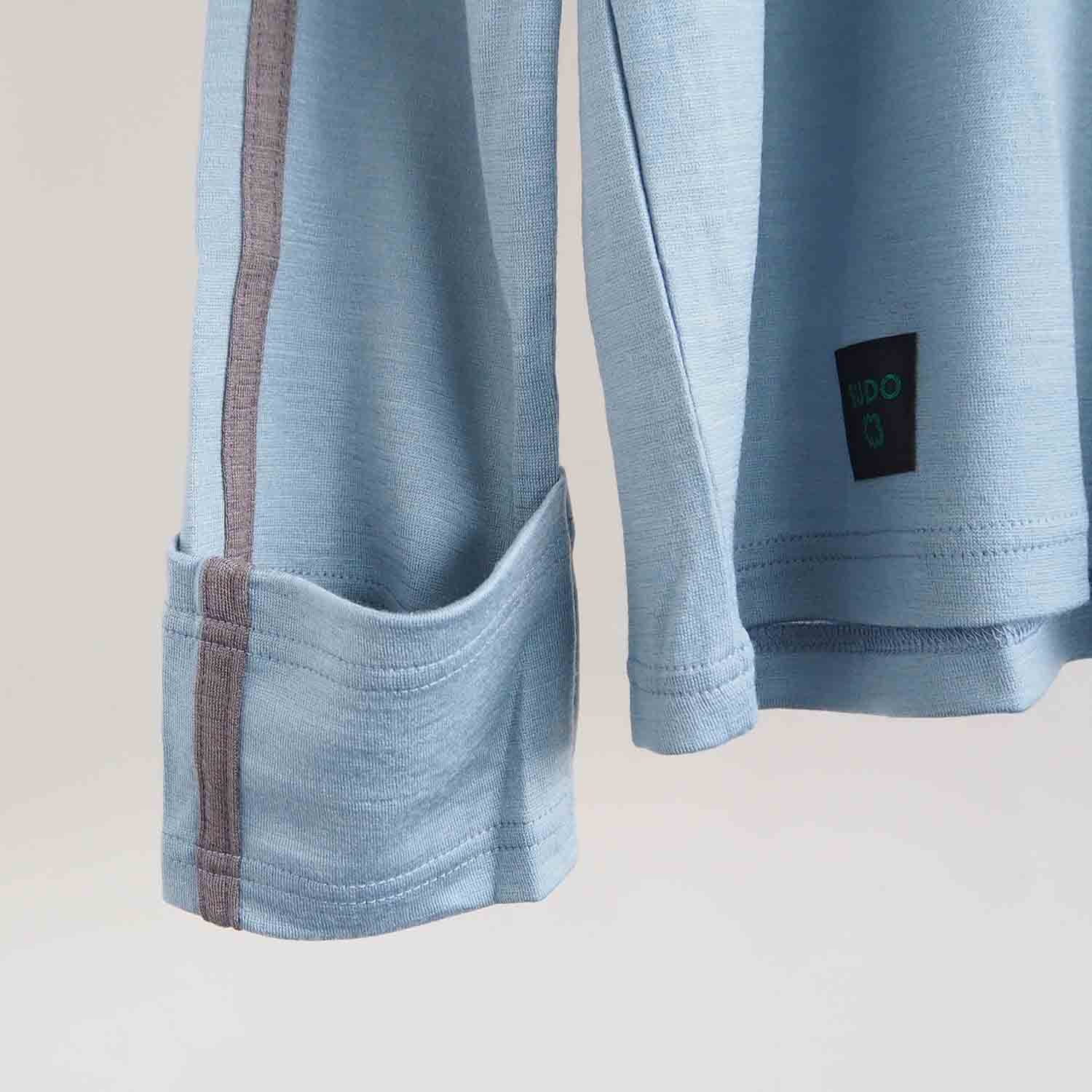 BUDO ブドー merino wool long cut sleeve メリノウールロングスリーブカットソー Fog Blue×Utsubushi