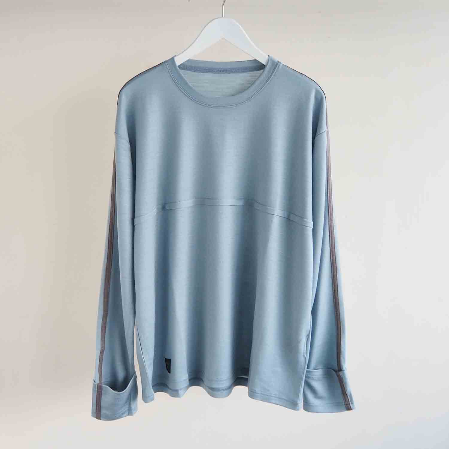 BUDO ブドー merino wool long cut sleeve メリノウールロングスリーブカットソー Fog Blue×Utsubushi