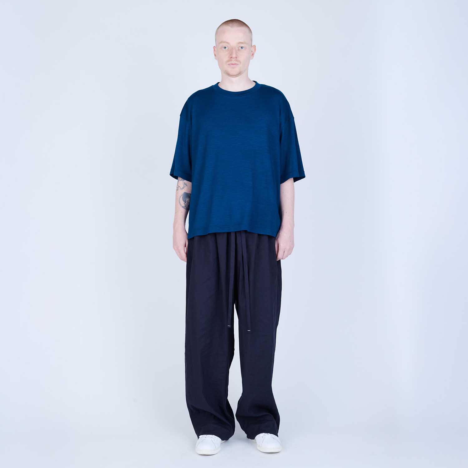 UNTRACE アントレース _260 ボックスシルエットウールTシャツ BLUE GREEN