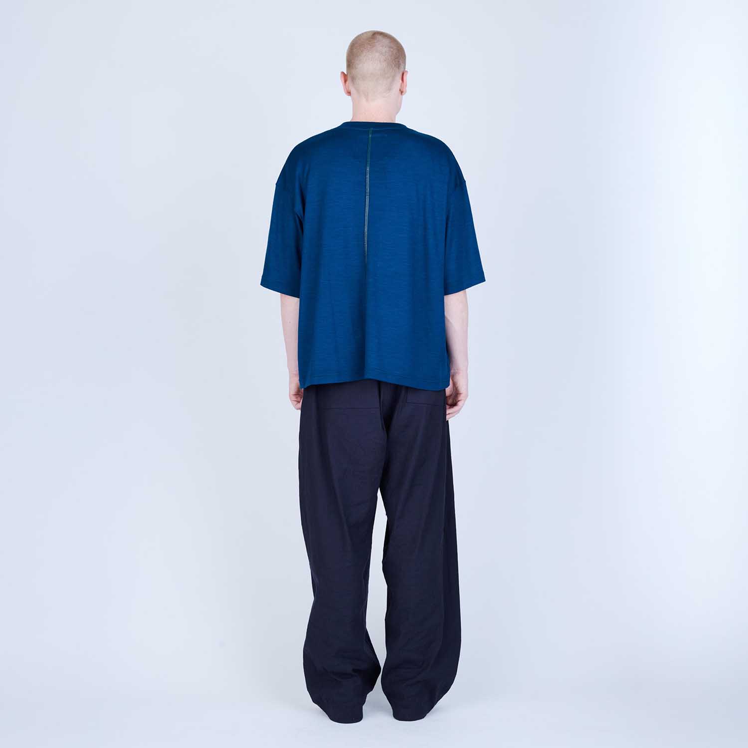 UNTRACE アントレース _260 ボックスシルエットウールTシャツ BLUE GREEN