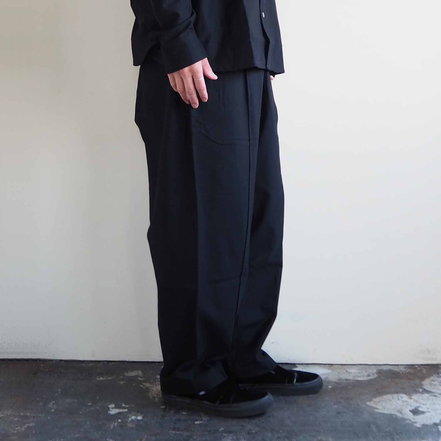 LOOP315 ループサンイチゴ Supima Cotton Knit Easy Pants Balancircular スーピマコットンバランサーツイルニットイージーパンツ Black