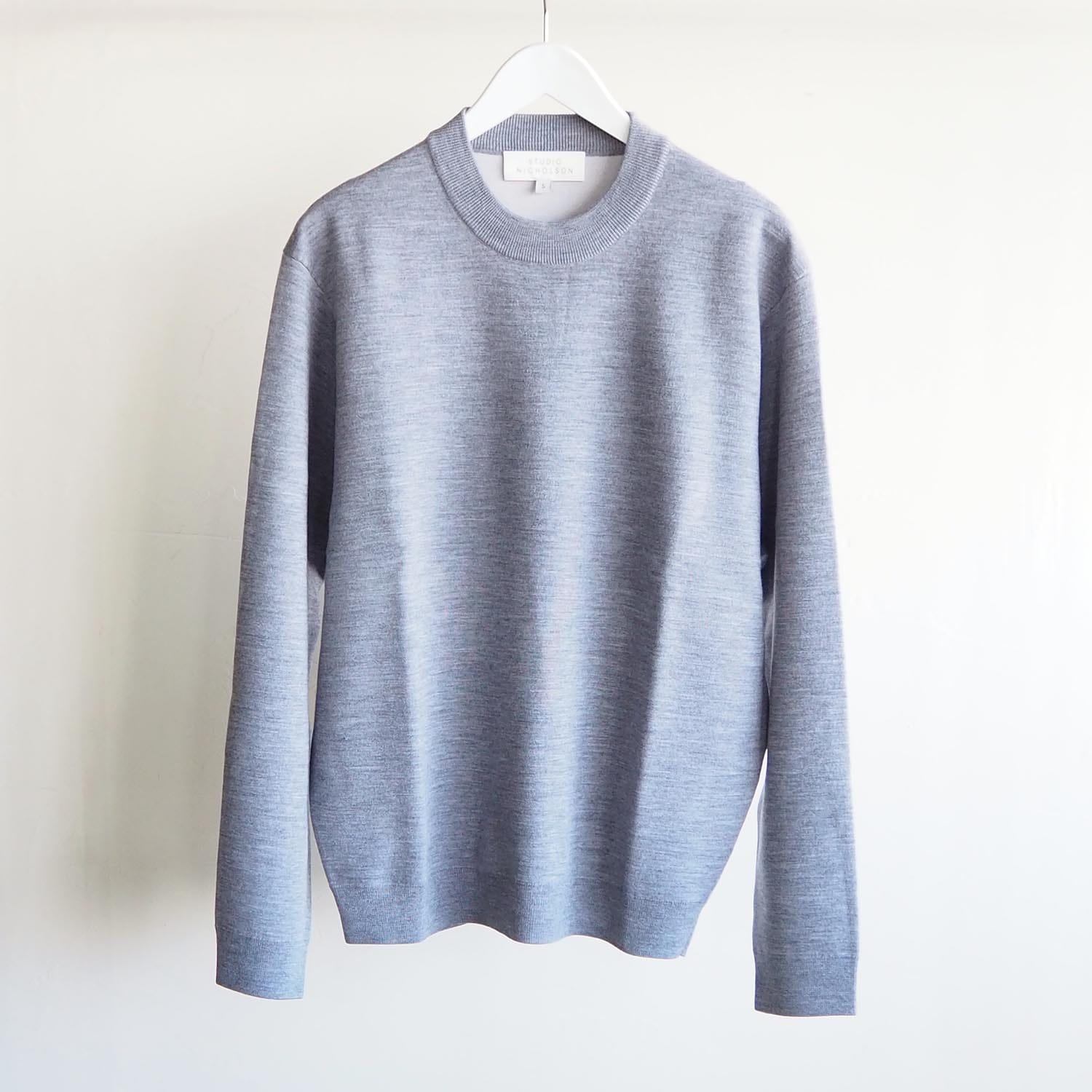 STUDIO NICHOLSON スタジオニコルソン MENS メンズ RIVER DF MERINO 16GG DOUBLE FACED CREW NECK KNIT ダブルフェイスメリノプルオーバーニット GREY MARL 杢グレー