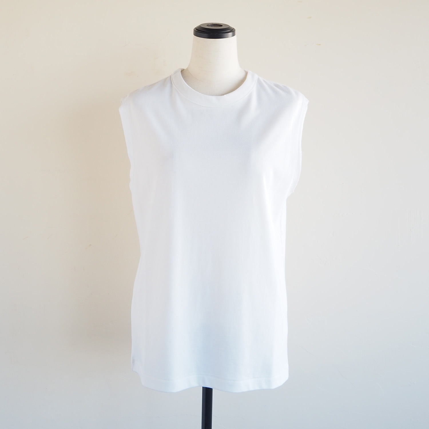 NEPLA. WOMENS SLEEVE LESS-T ネプラ ウィメンズ ノースリーブＴシャツ コットン×シルク ホワイト